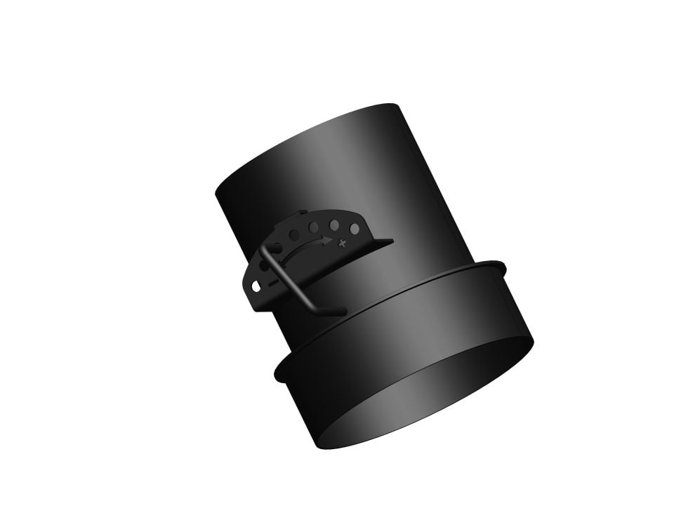 AYARLANABİLİR KLAPELİ BACA REDÜKSİYON / BOY:17.5 CM, ÇAP: 15>13 CM / MAT SİYAH BOYALI / BABA'S STOVE