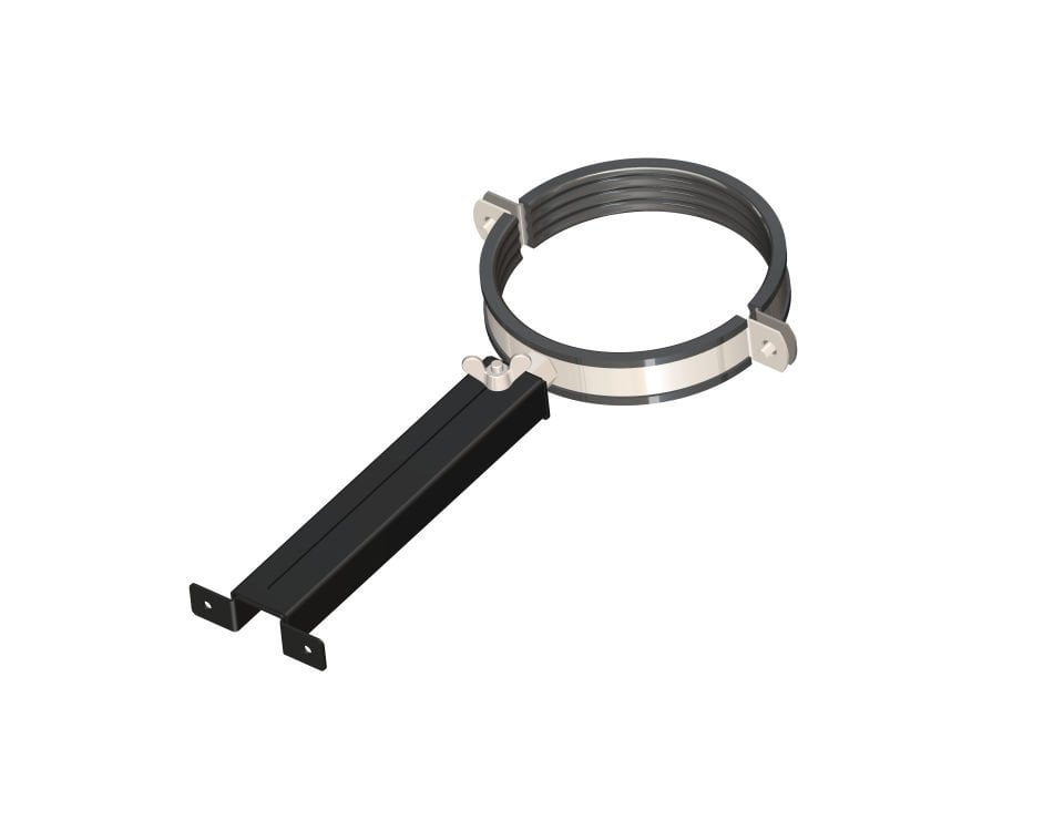 BORU ASKISI / ÇAP: 13 CM, BOY: 20>40 CM / MAT SİYAH BOYALI / BABA'S STOVE