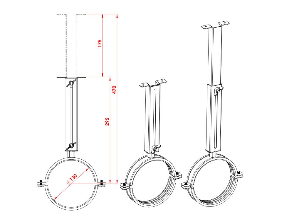 BORU ASKISI / ÇAP: 13 CM, BOY: 20>40 CM / MAT SİYAH BOYALI / BABA'S STOVE