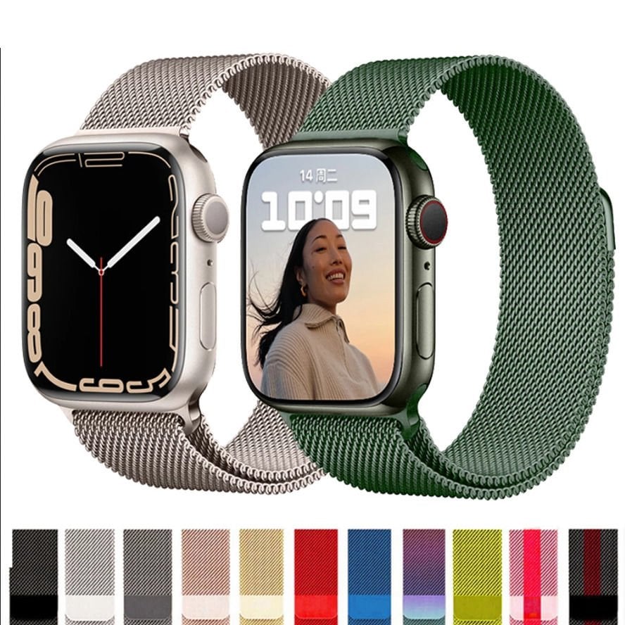 Apple Watch Uyumlu Metal Milano Loop Kordon Rose Gold 44 45 49mm Bi Elma