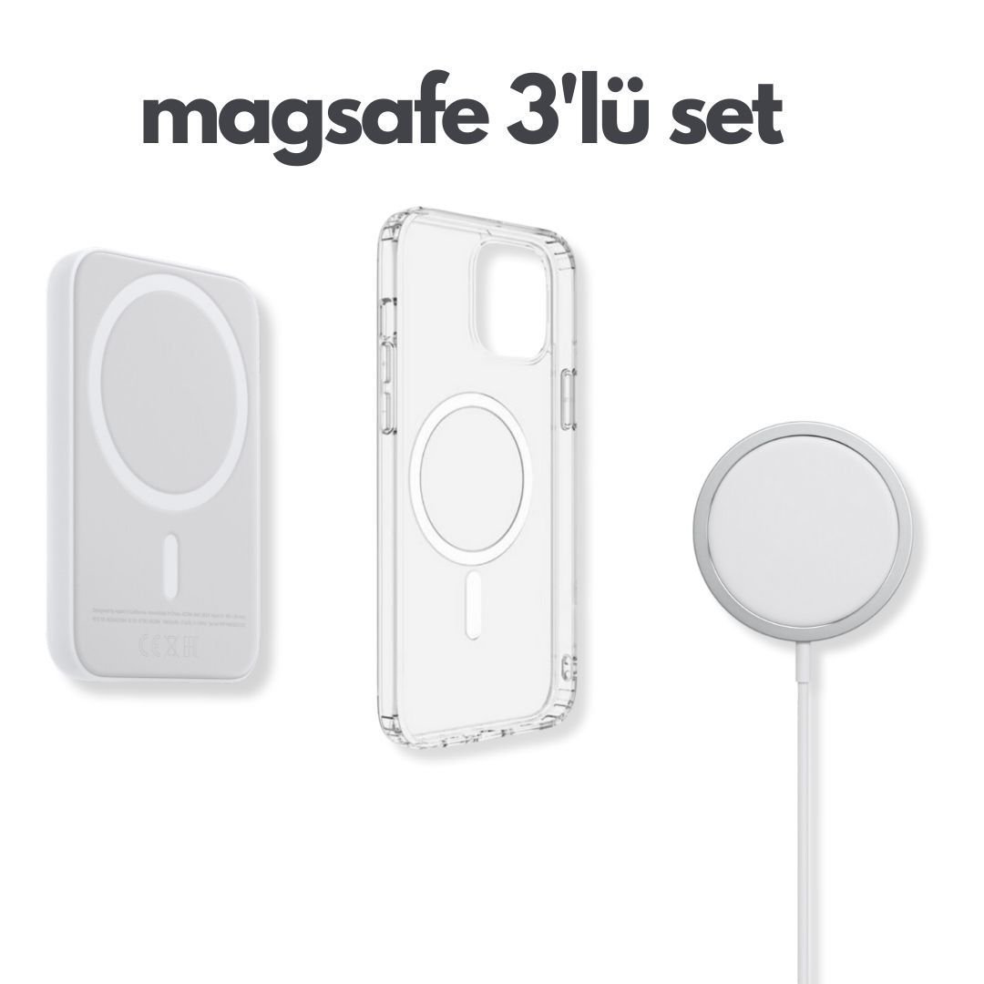 iPhone Magsafe 3’lü Set - Kılıf, Şarj, Powerbank