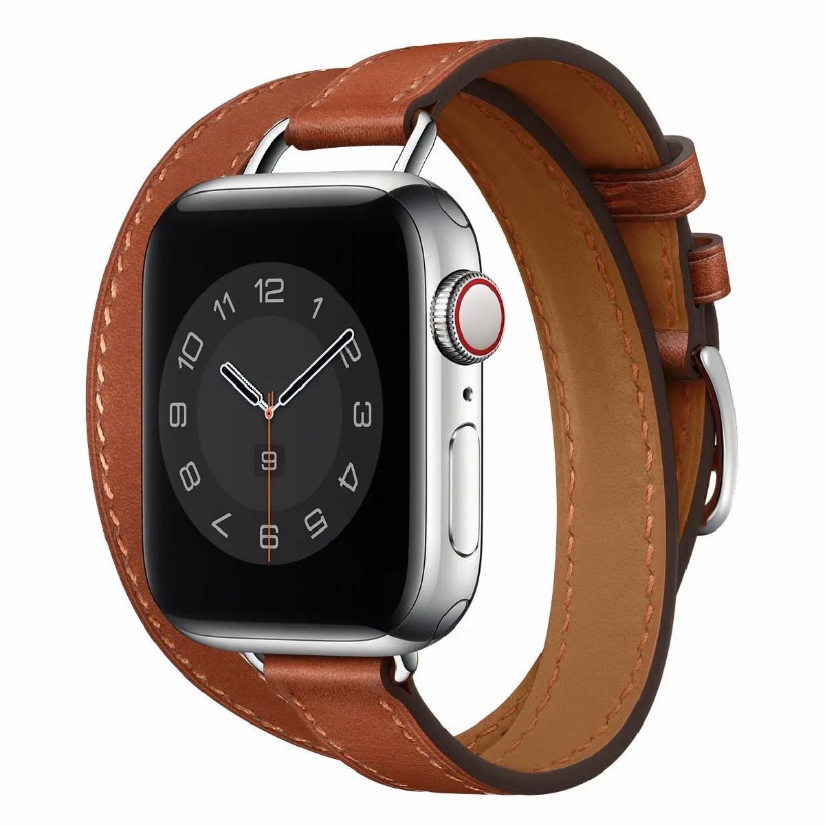Apple Watch Uyumlu Double Tour Deri Kordon Kahverengi 38 41mm