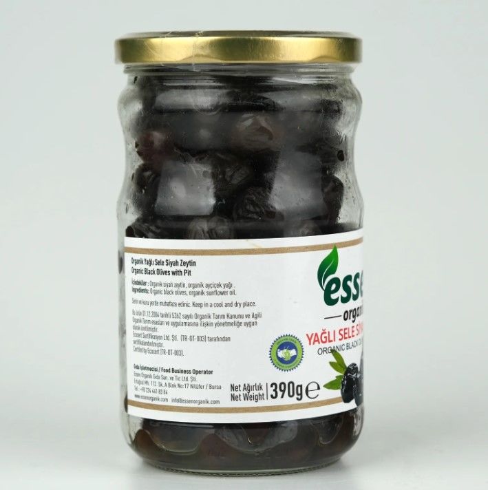 Organik Yağlı Sele Süper Siyah Zeytin İri Boy-660 cc / 390 gr