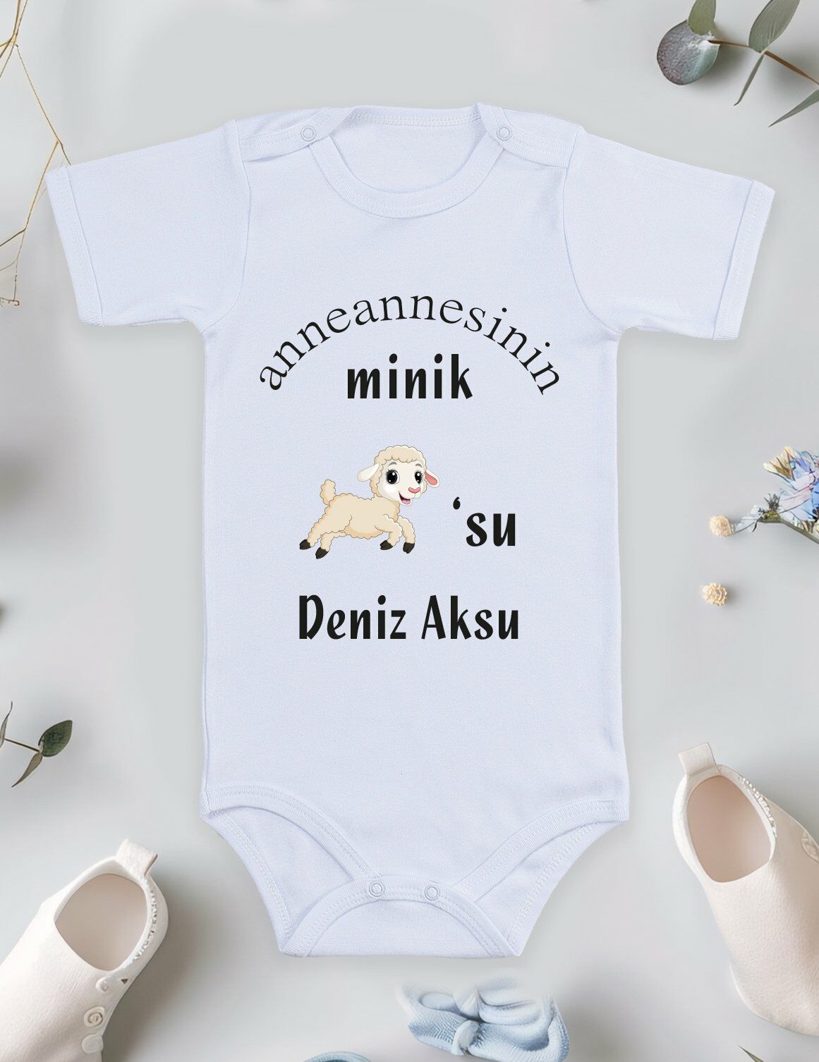 Anneannesinin Mini Kuzusu ve İsim Baskılı Bebek Body