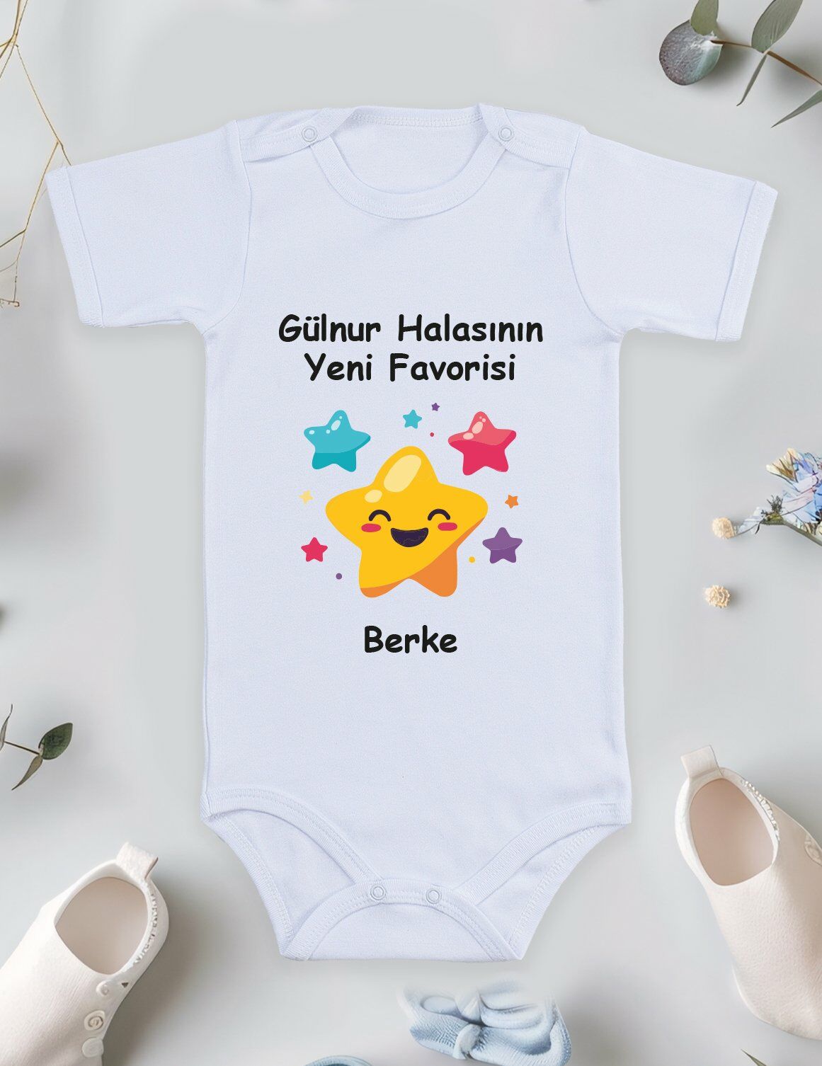 Halasının Yeni Favorisi ve İsim Baskılı Bebek Body Uzun Kol - 4 yaş