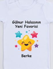 Halasının Yeni Favorisi ve İsim Baskılı Bebek Body Uzun Kol - 4 yaş