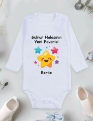 Halasının Yeni Favorisi ve İsim Baskılı Bebek Body Uzun Kol - 4 yaş