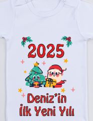 2025 Deniz'in İlk Yeni Yılı ve İsimli Baskılı Bebek Body