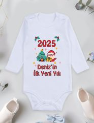 2025 Deniz'in İlk Yeni Yılı ve İsimli Baskılı Bebek Body