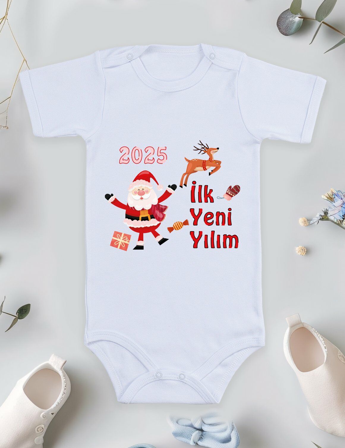İlk Yeni Yılım 2025 Baskılı Bebek Body