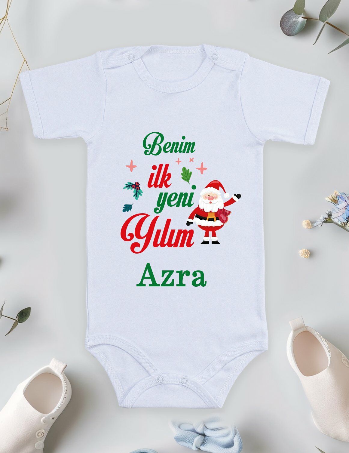 Benim İlk Yeni Yılım ve İsim Baskılı Bebek Body