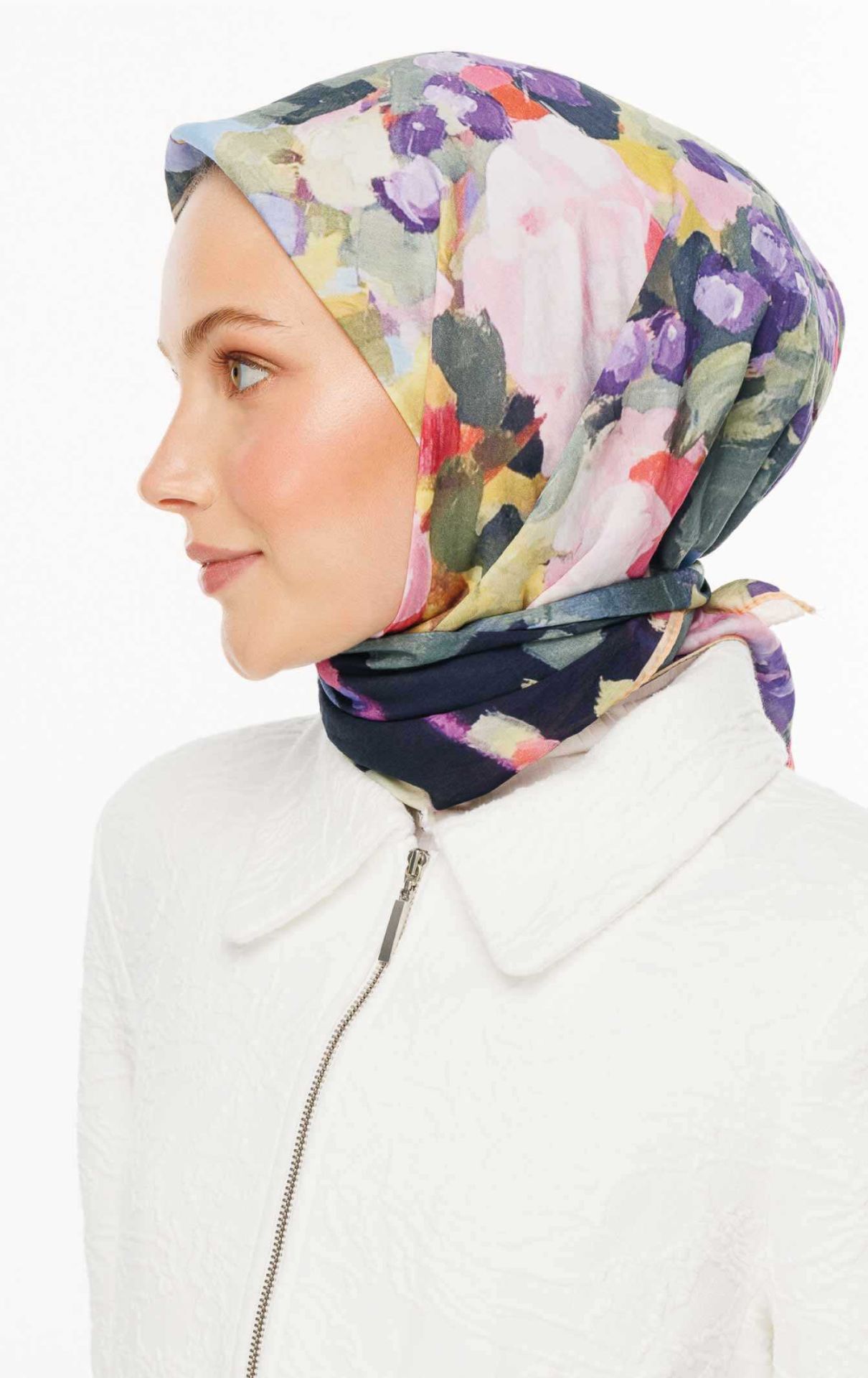 Valorscarf Begonvil Desen Pamuk İpek Eşarp