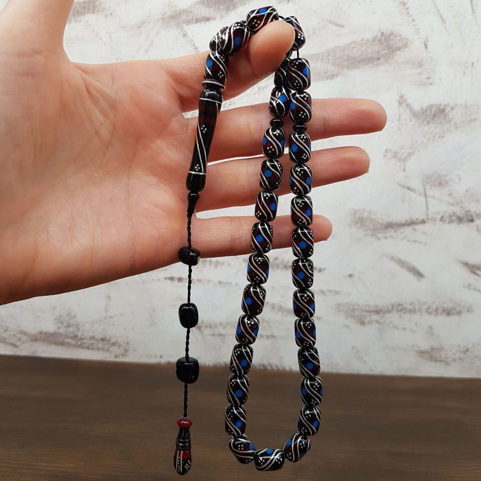 Firuze Gümüş İşlemeli Kapsül Erzurum Oltu Tesbih