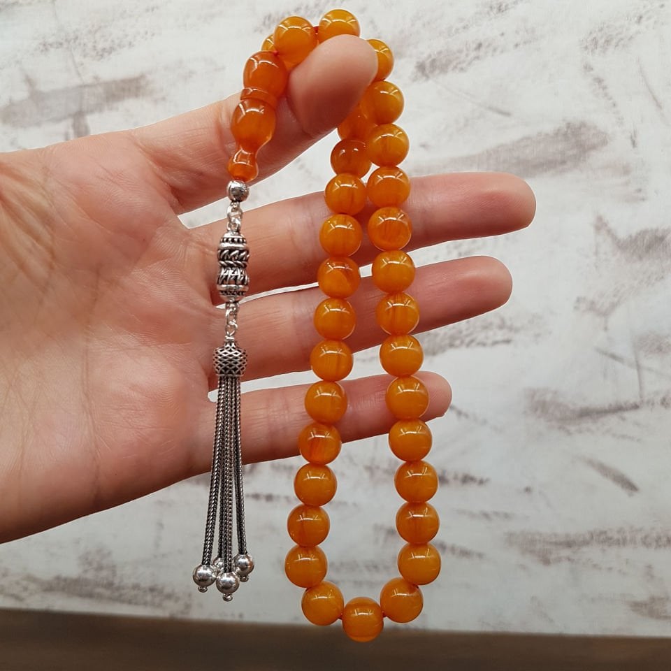 Bilek Boy Gümüş Püskül  Kayısı Sıkma Kehribar