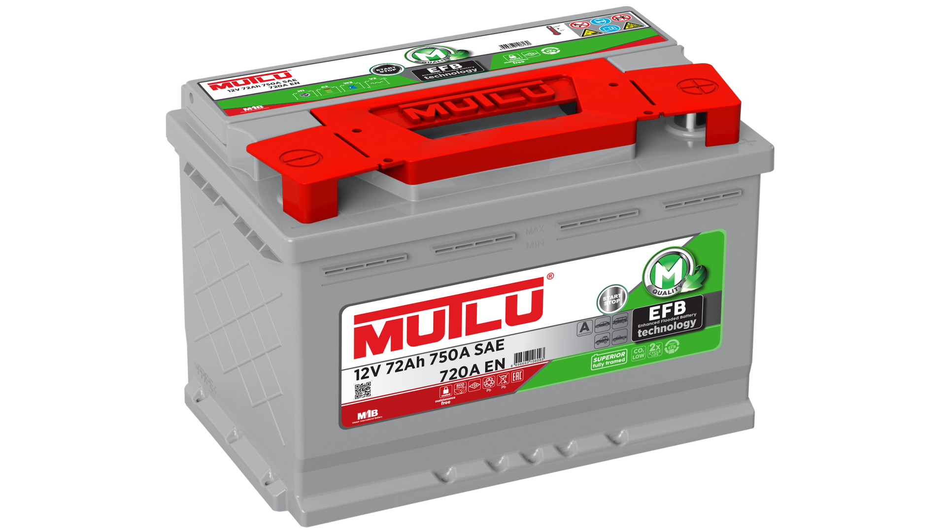 MUTLU  AKÜ 12 V 72 AMPER AH 750 A EFB STAR STOP