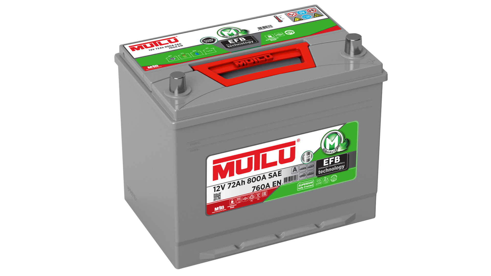 MUTLU  AKÜ 12 V 72 AMPER AH 800 A EFB STAR STOP D26 YÜKSEK JAPON