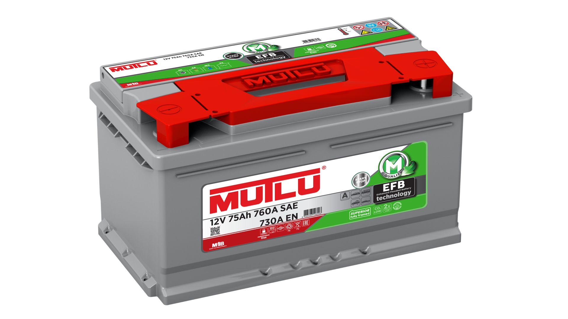 MUTLU  AKÜ 12 V 75 AMPER AH 760 A EFB STAR STOP