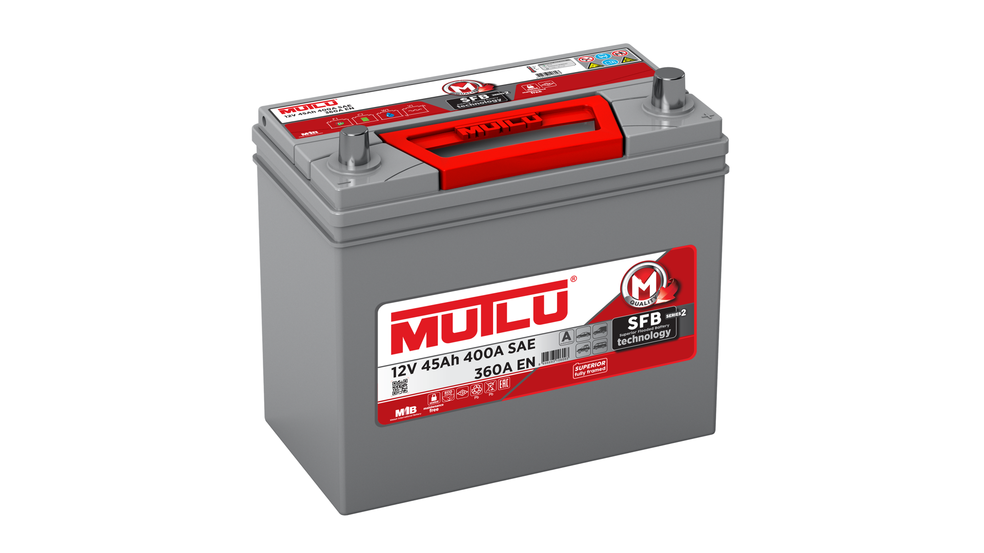 MUTLU  AKÜ 12 V 45AH 400 A SFB DAR TERS KALIN KUTUP BAŞI
