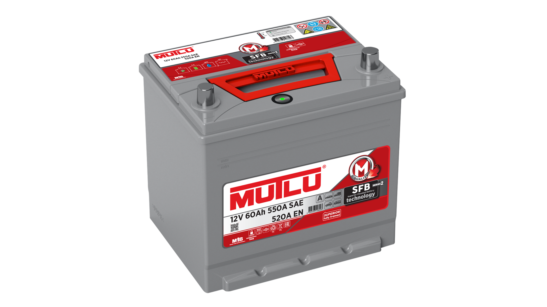 MUTLU  AKÜ 12 V 60 AMPER AH 550 A SFB DAR KALIN TERS KUTUP BAŞI