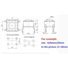 4 Pin Push Button - 6x6x4.3 mm