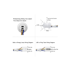 220V Hareket Pır Sensörü - Otomatik Lamba Sensörü