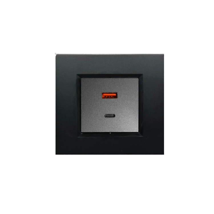 KMB-D012 USB Type A/C 20W Duvar Tipi Şarj Modülü 45x45 mm