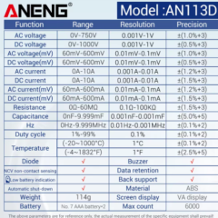 Dijital Multimetre AN113D