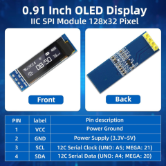 0.91 inç OLED Modül Ekran - 128x32 Beyaz