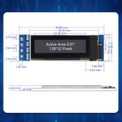 0.91 inç OLED Modül Ekran - 128x32 Beyaz