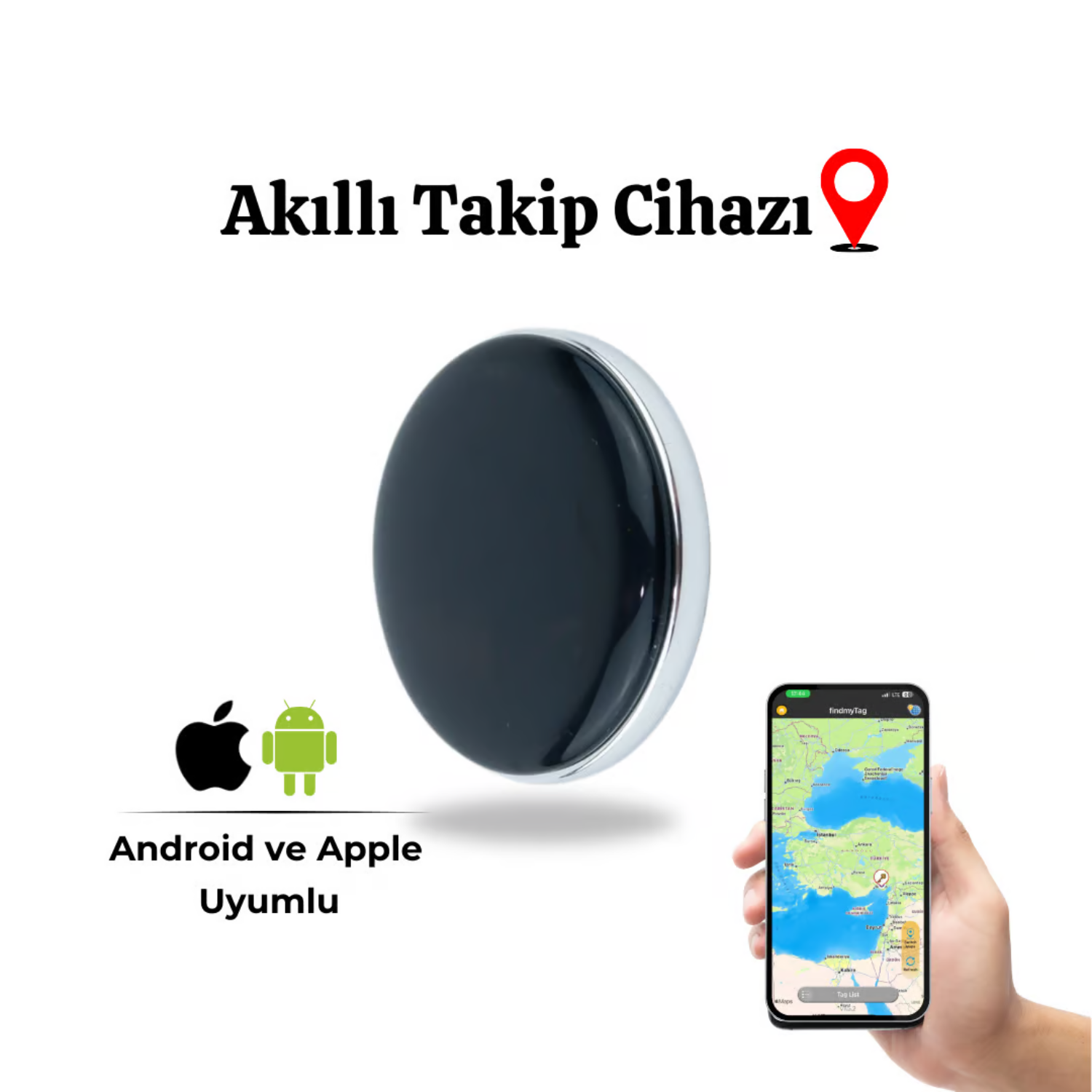 Motosiklet Uyumlu Android Uyumlu Airtag Gps Takip Cihazı - Siyah