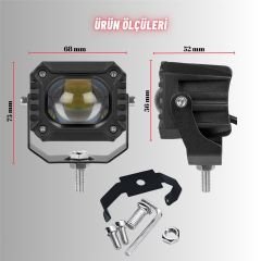 Motosiklet Scooter Led Sis Farı Set Delici Işık Beyaz Sarı Metal Kasa 1 ADET