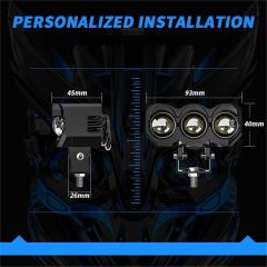 Motosiklet 3 Led Lazer Sis Farı 1 ADET Metal Kasa Baykuş Model Delici Beyaz Sarı Çift Renk 12-80 V