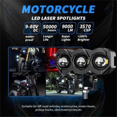 Motosiklet 3 Led Lazer Sis Farı 1 ADET Metal Kasa Baykuş Model Delici Beyaz Sarı Çift Renk 12-80 V