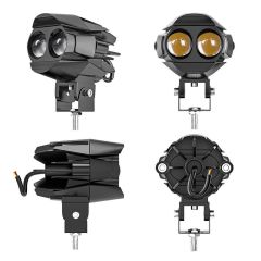 Motosiklet Çift Göz Led Lazer Sis Farı 1 ADET Delici Beyaz Sarı Çift Renk 12-80 Volt