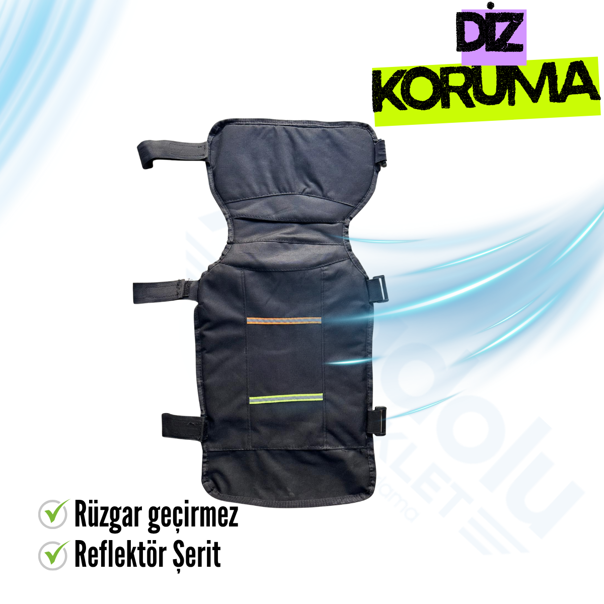 Motosiklet Diz Koruması - Soğuk Geçirmez - Reflektörlü