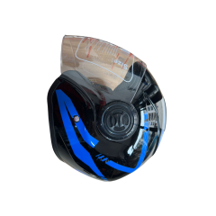 Motosiklet Yarım Kask Mavi Desenli