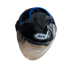 Motosiklet Yarım Kask Mavi Desenli