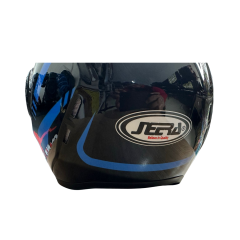 Motosiklet Yarım Kask Mavi Desenli