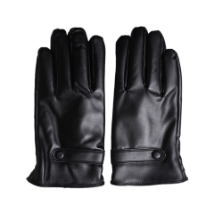 Kemerli Deri Eldiven Standart Siyah Takım