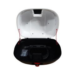 SL - 45 Motosiklet Arka Çanta Topcase Siyah Beyaz- Maxem - Sırtlıklı