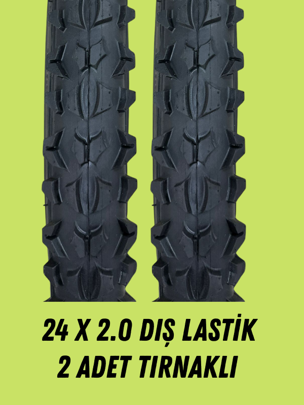24 Jant Bisiklet Dış Lastik TIRNAKLI 24 x 2.00  (2 Adet) Takım