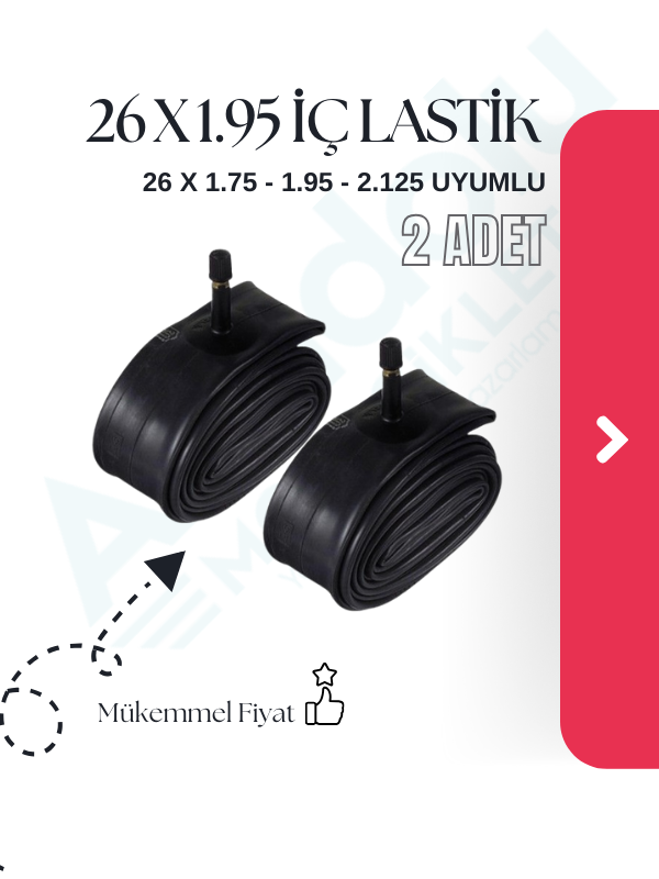 Bisiklet iç Lastik 26 x 1.75-1.95-.2.125 - 26 Jant Tüm Bisikletler 2 Adet
