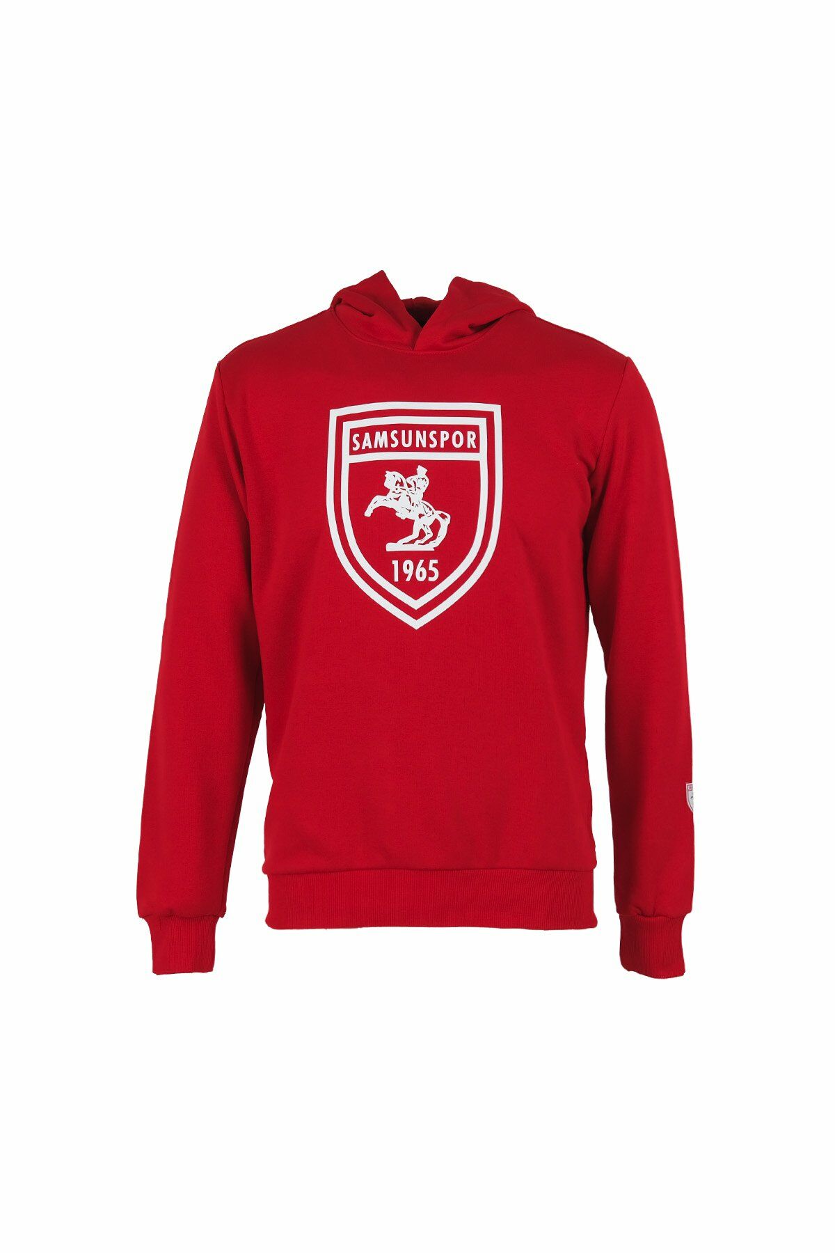 Kabartmalı Kapüşonlu Kırmızı Sweat