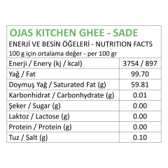 3 lü Ojas Kitchen Sade Ghee & Sarımsaklı Ghee & Zerdeçallı Ghee – Laktozsuz GDO’suz Sade Yağ – 3 x 225 gr- Avantaj Paketi