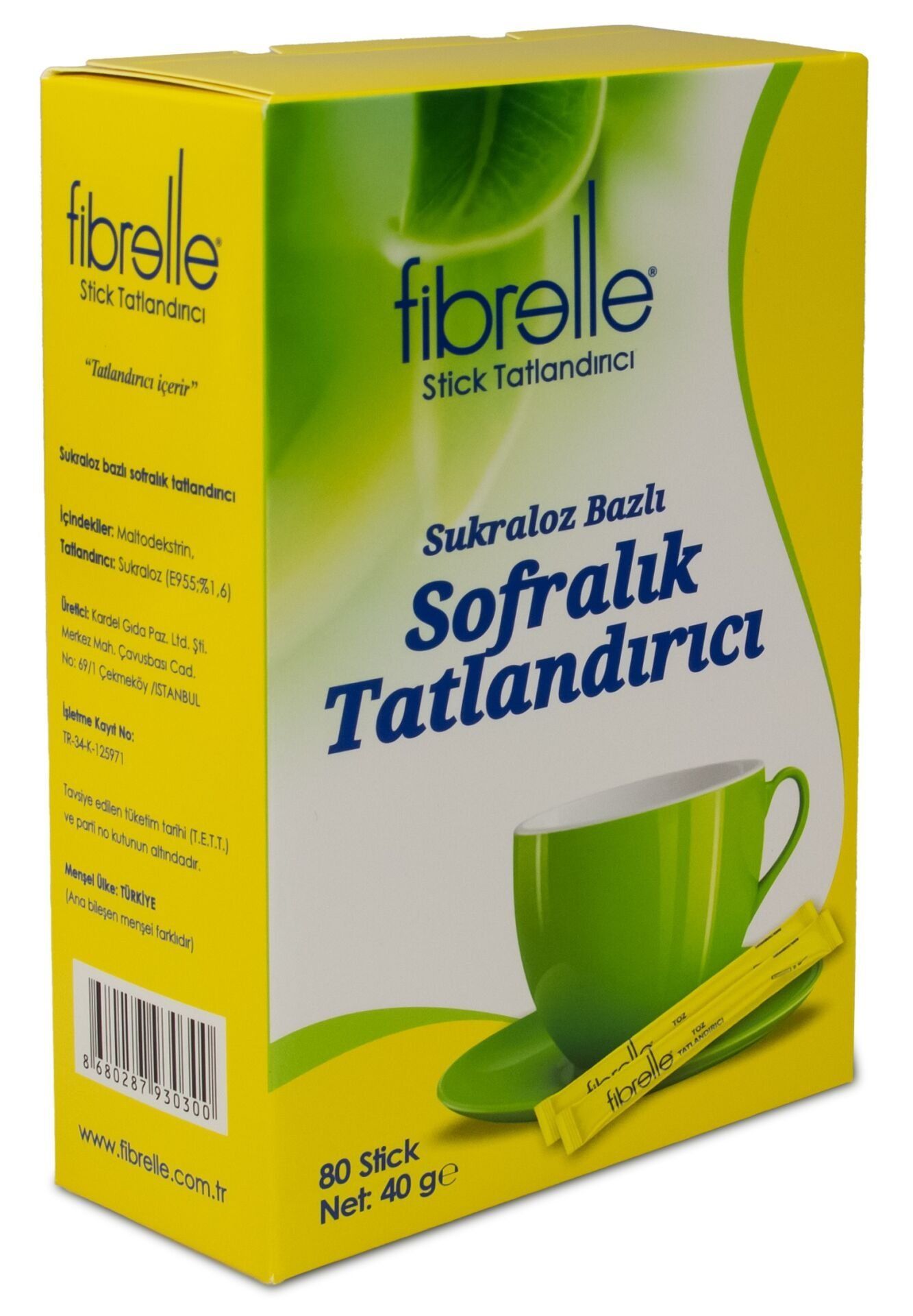 Fibrelle Ultra Plus Tatlandırıcı 0,5 gr ( 80 Adet ) Kutu (Sukraloz Bazlı)