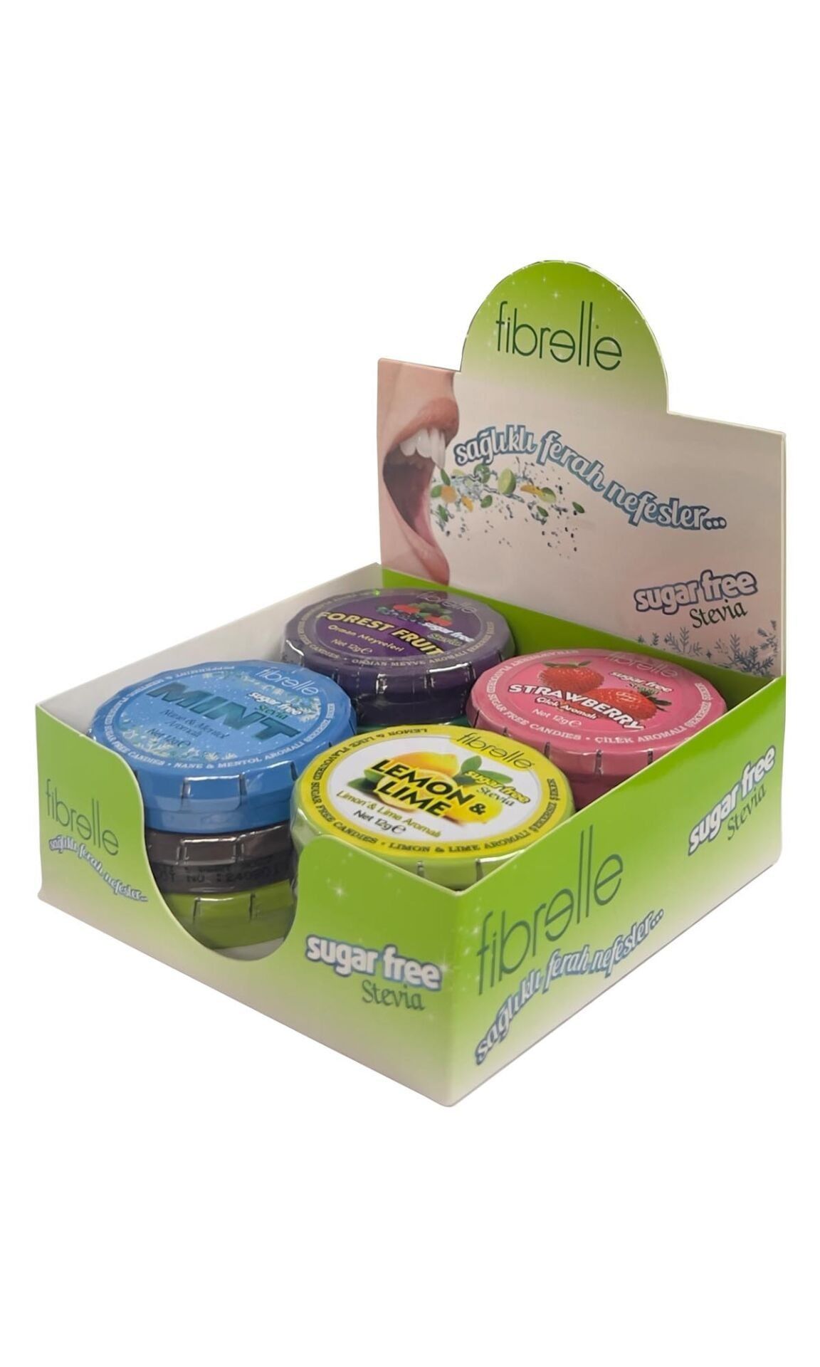 Fibrelle Stevialı Şekersiz Şeker 12'li Karışık
