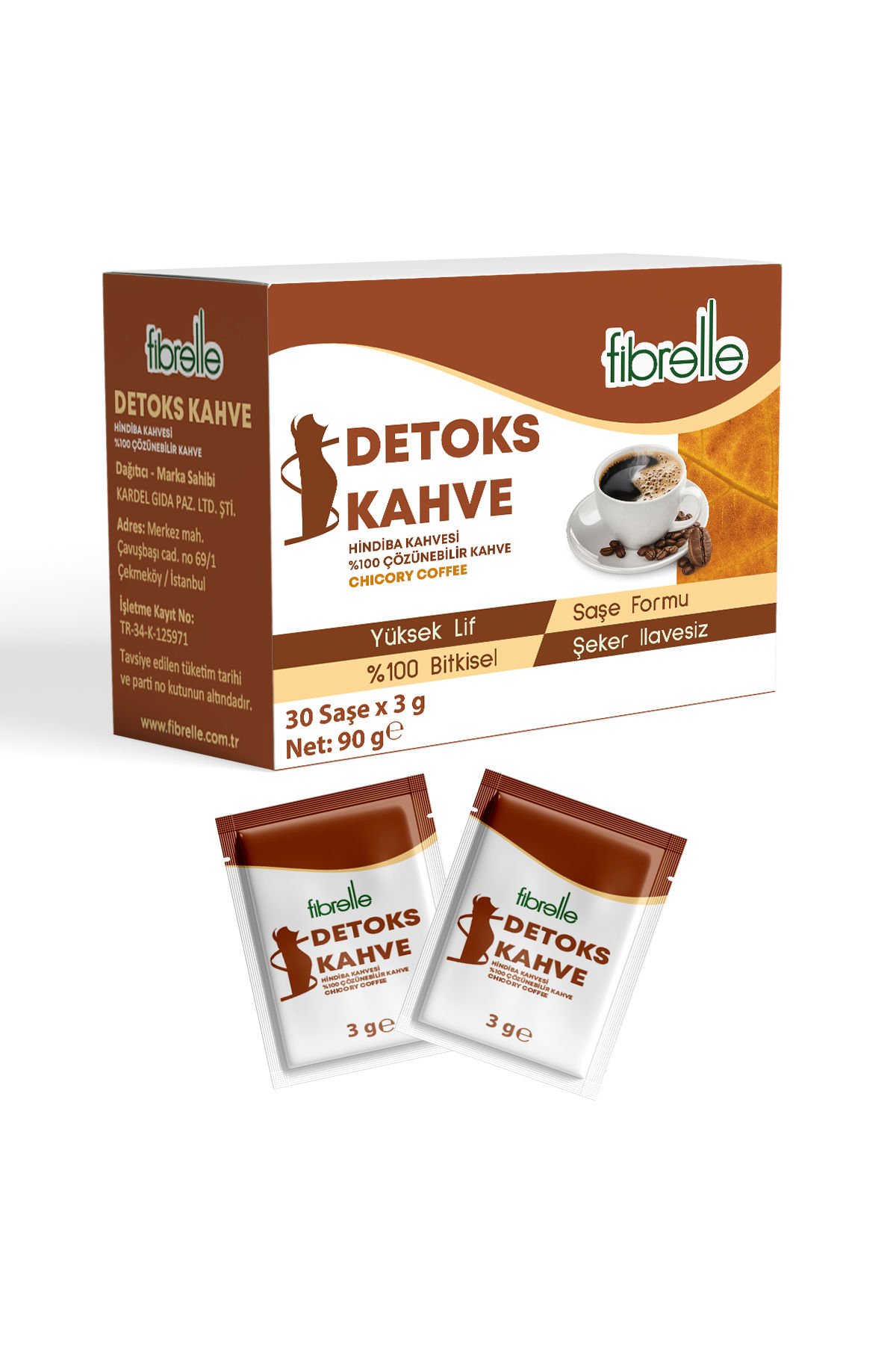 Fibrelle Hindiba Kahvesi Detox 30 Adet 3 gr Kutu Saşe 90 g