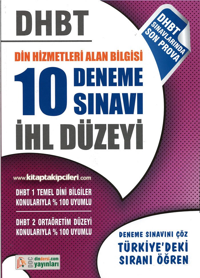 DHBT Din Hizmetleri Alan Bilgisi 10 Deneme Sınavı, İHL Orta Öğretim Düzeyi, DDY yayınları