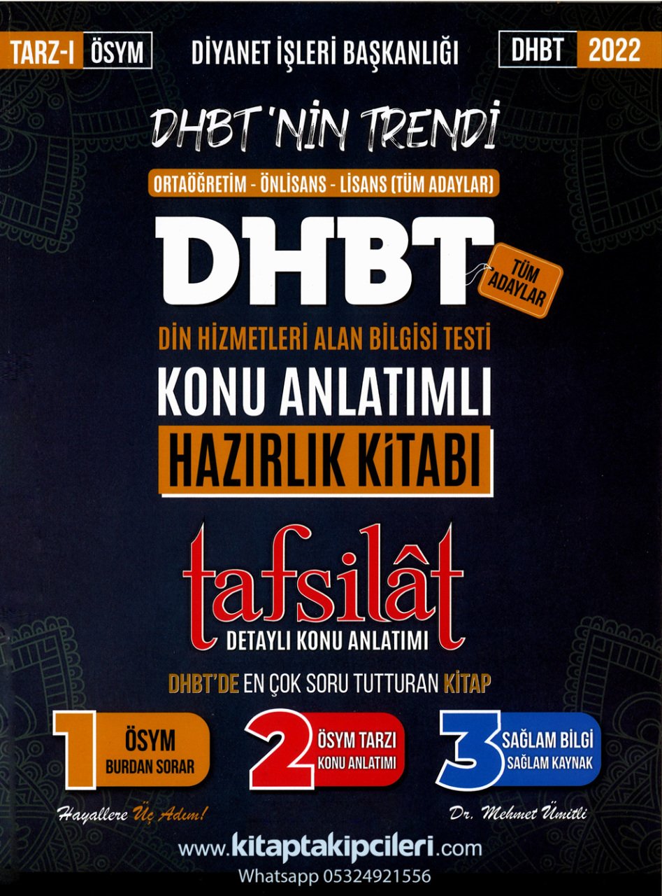 DHBT Tafsilat Detaylı Konu Anlatımlı Hazırlık Kitabı, Mehmet Ümütli, Tüm Adaylar İçin, 610 Sayfa