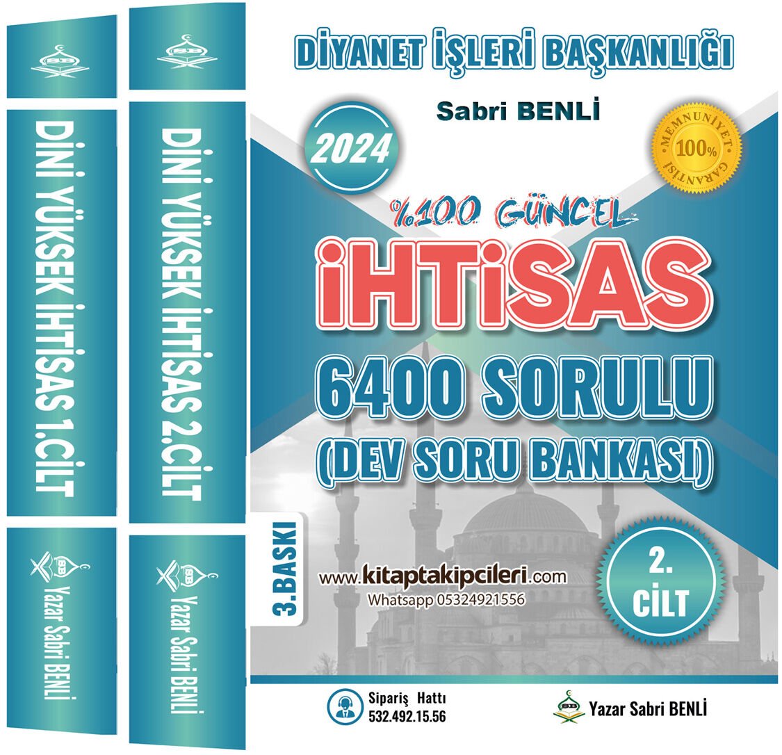 2024 İhtisas Diyanet Sabri Benli, 6350 Sorulu Dev Soru Bankası Konu Testleri, İlçe Müftülüğü, Eğitim Görevlisi, Müfettiş Yardımcılığı, Din İşleri Uzman Yardımcılığı, İl Müftü Yardımcılığı, İlahiyat Alanı, Başkanlık, 2 Kitap 942 Sayfa